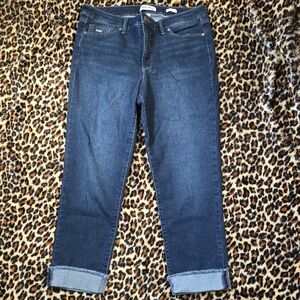 Nine West Dark Blue Boyfriend Jeans with Cuffed Hem